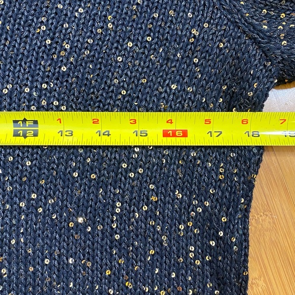 CHAPS sequin v-neck sweater black/gold M - Picture 5 of 6